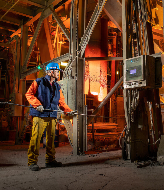Algoma Steel employee inside the steel mill.