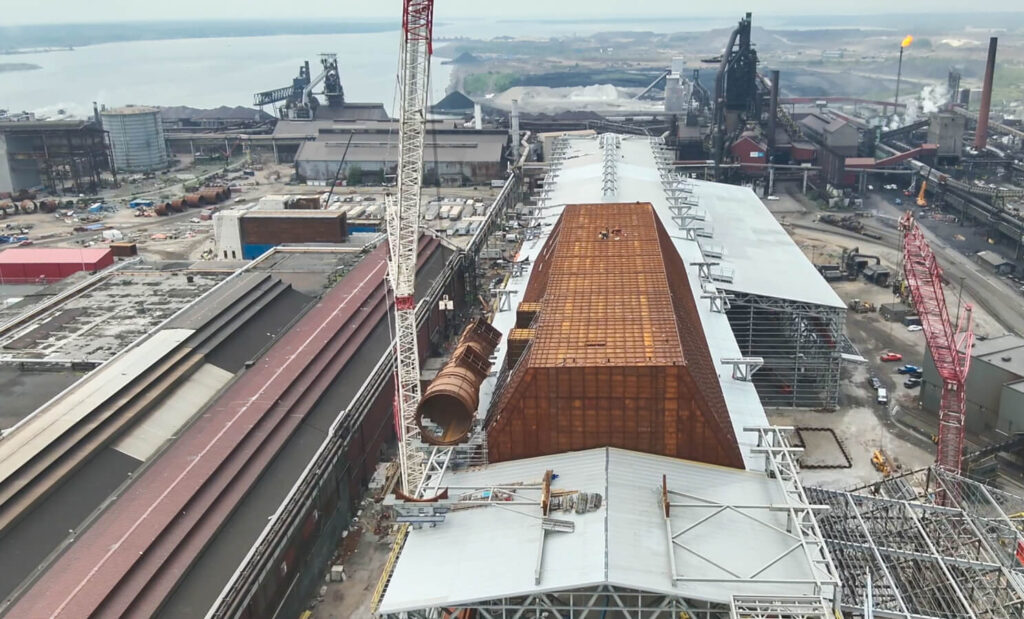 Last week we successfully installed the first 20' diameter duct, a crucial component of our EAF emission control system!