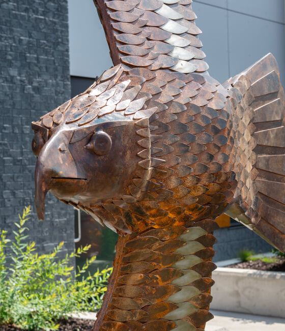 Indigenous statue of a bird outdoors