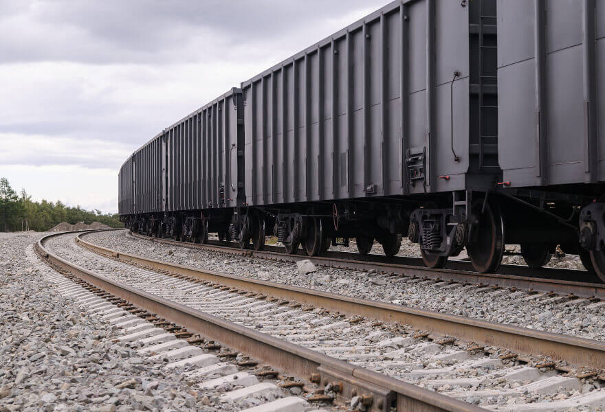 Locomotive along a railway track