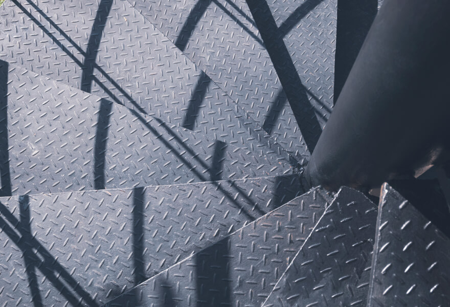 Checkered steel staircase
